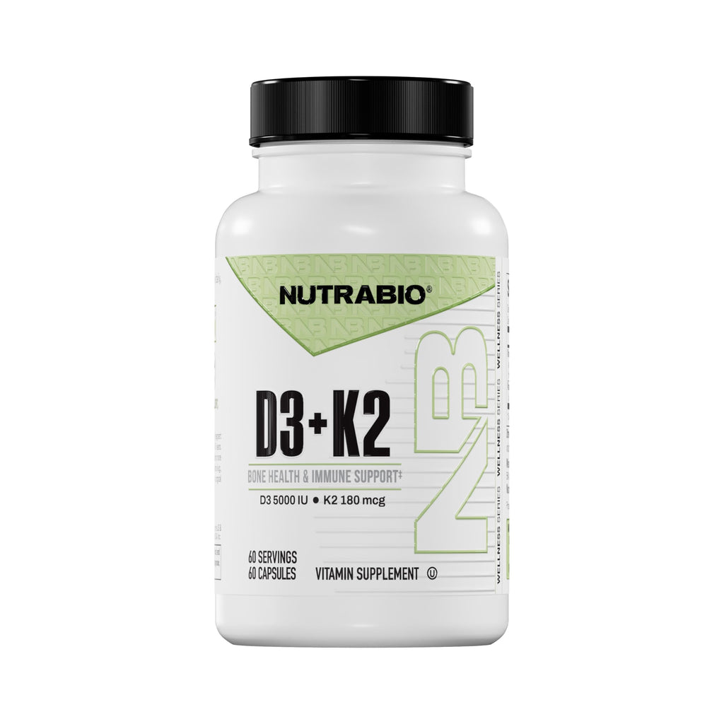 NutraBio Vitamin D3 K2 5000 IU Bone & Heart Support - 60 Vegetable Capsules