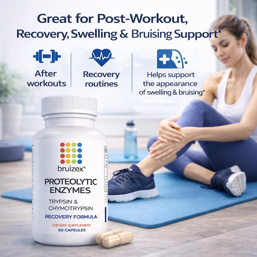 Bruizex Proteolytic Enzymes Trypsin Chymotrypsin Recovery - 60 Capsules - image 5