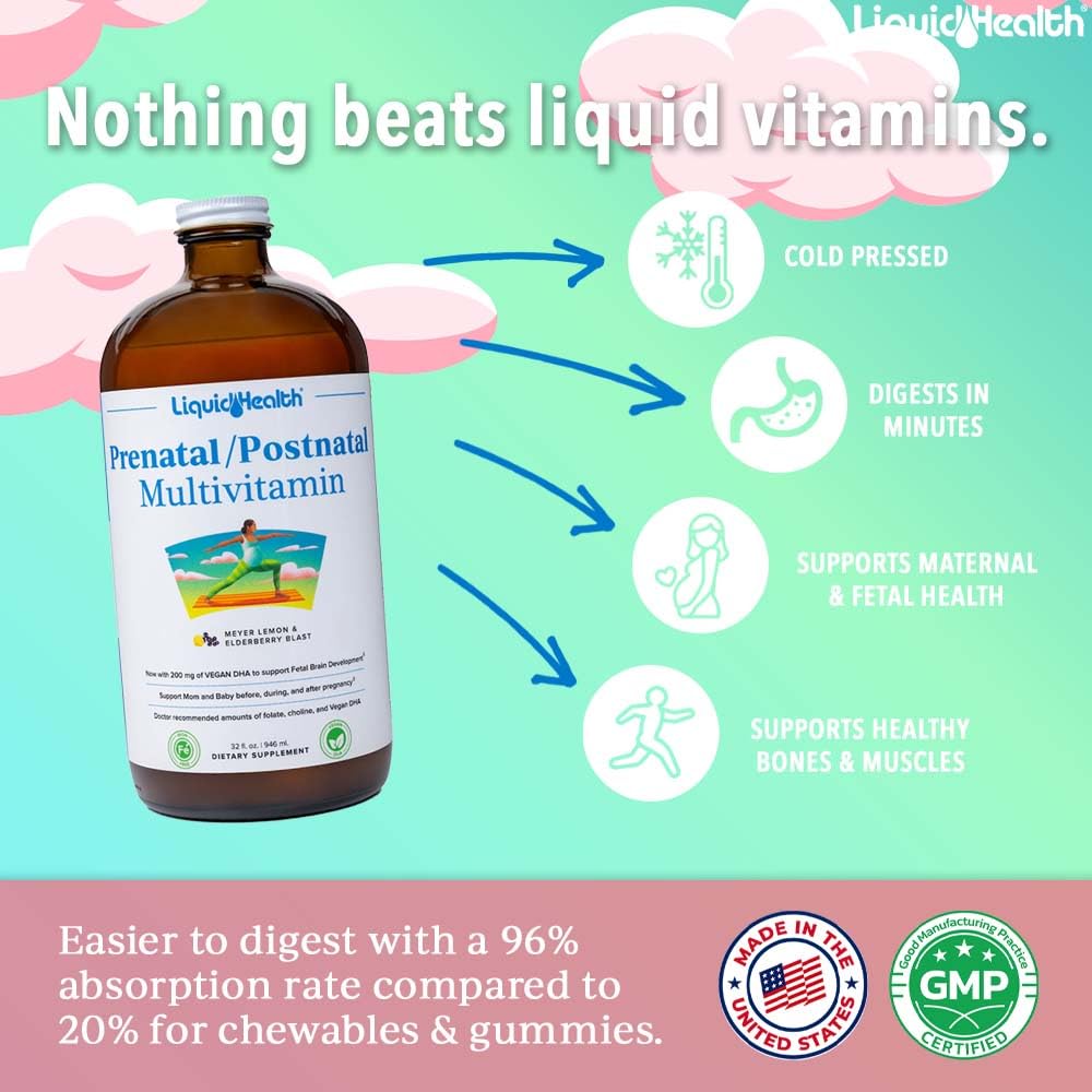 LIQUIDHEALTH Prenatal/Postnatal Multivitamin Liquid - 32 oz - image 2