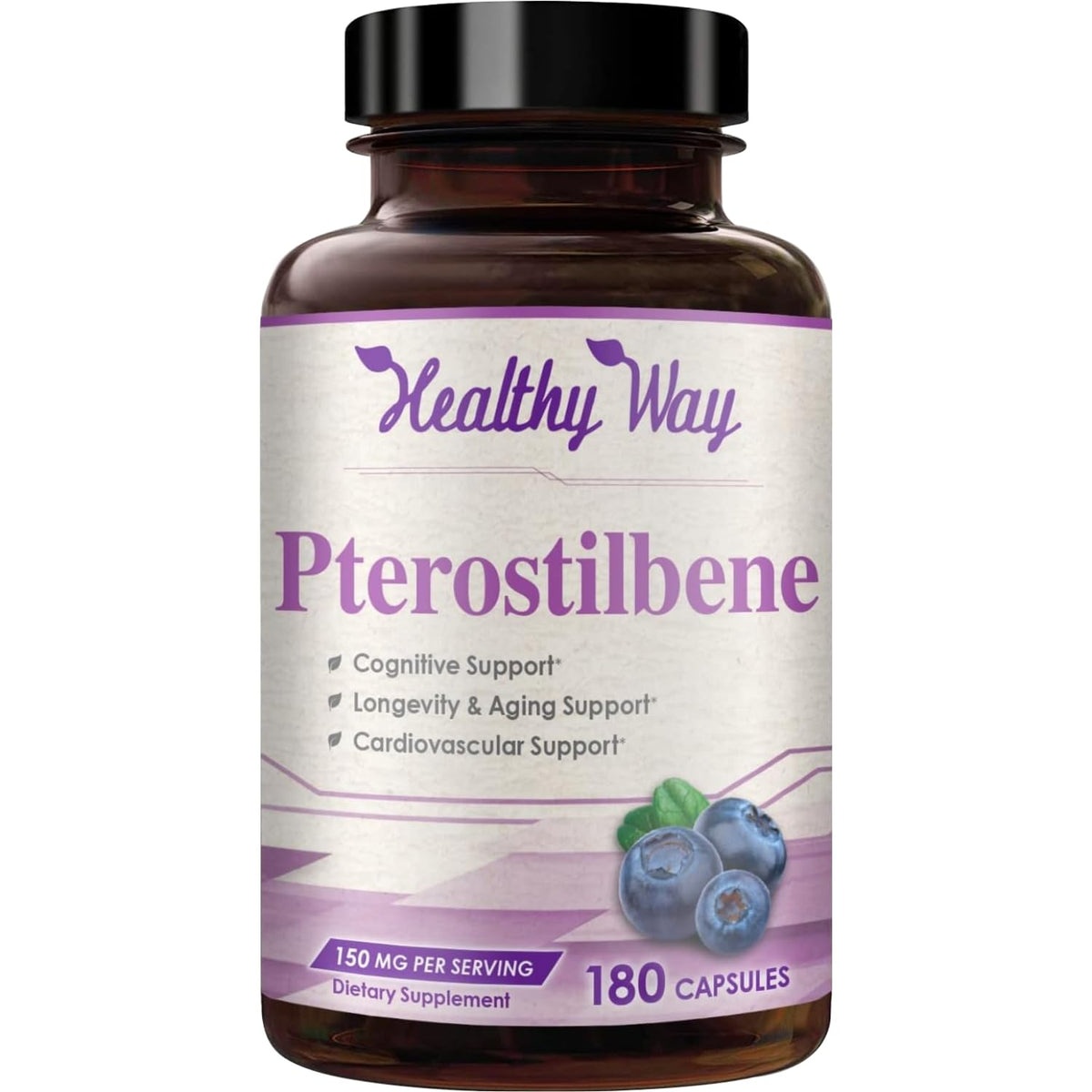 HealthyWayRx Pterostilbene 150mg Antioxidant Supplement - 180 Capsules