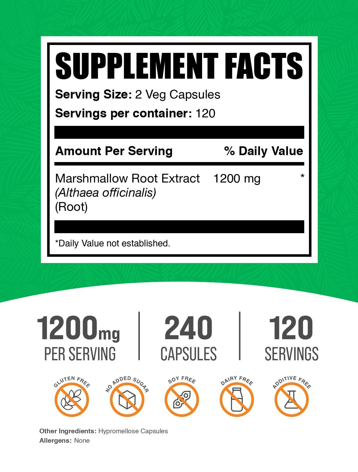 BulkSupplements Marshmallow Root Extract Capsules - 240 Count - image 2