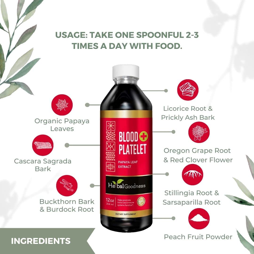 Herbal Goodness Blood Platelet Support Plus Papaya Leaf Extract - 12oz - image 2