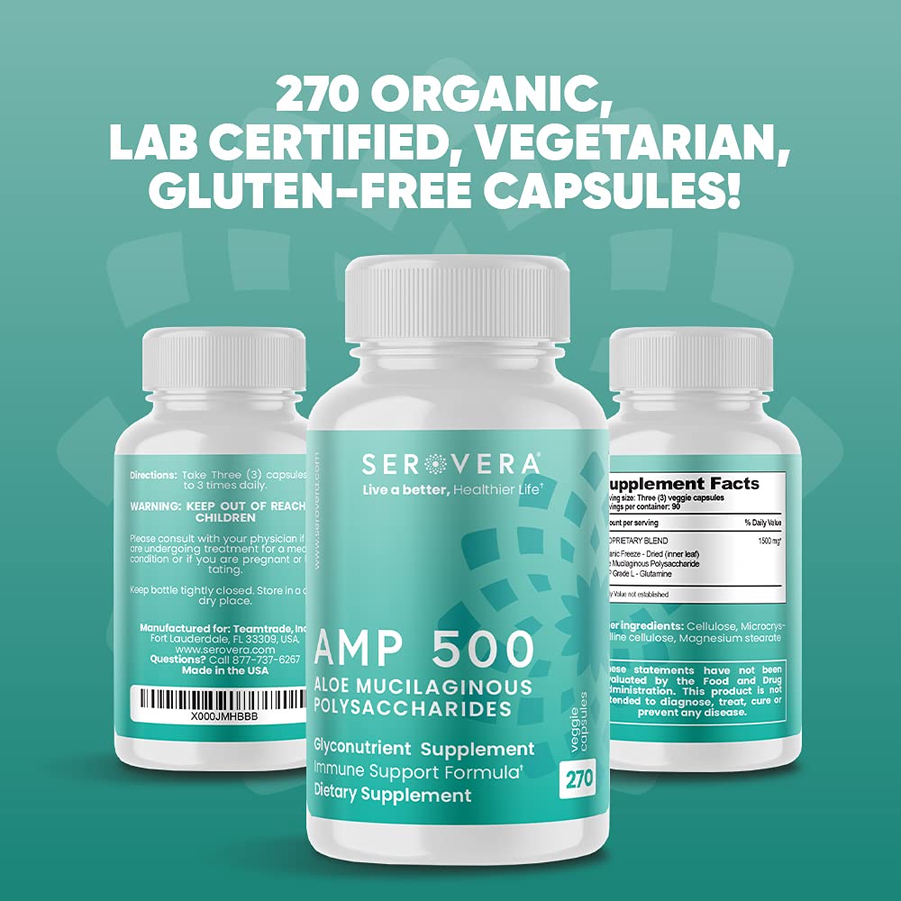 SEROVERA AMP Organic Aloe Glyconutrient Supplement - 270 Capsules - image 6