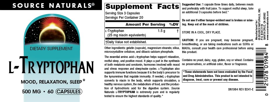 Source Naturals L-Tryptophan 500mg