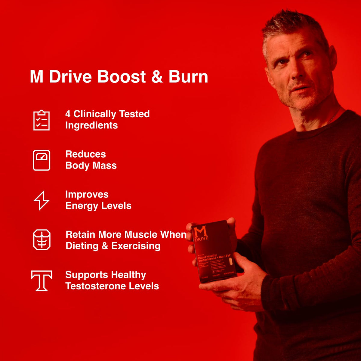 M Drive Boost and Burn Testosterone Booster & Fat Burner - 75 Capsules - image 5