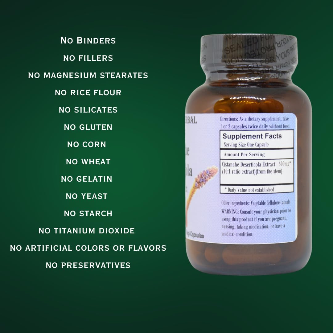 Barlowe's Herbal Elixirs Cistanche Extract 10:1 600 mg - 60 Vegetarian Capsules - image 4