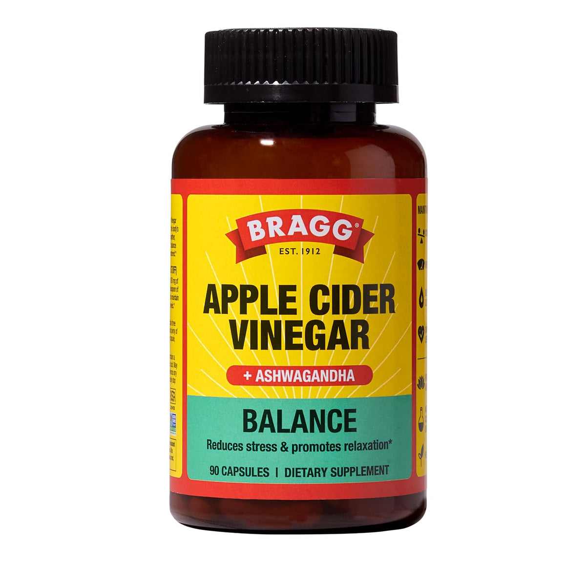 BRAGG Balance Apple Cider Vinegar Capsules with Ashwagandha - 90 Capsules