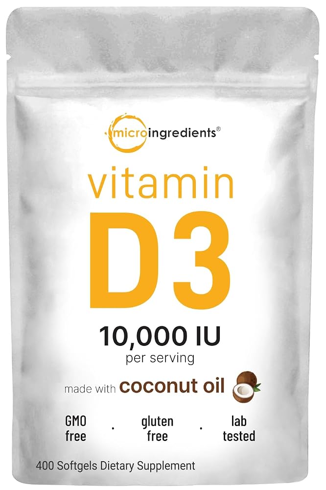 Micro Ingredients Vitamin D3 10,000 IU - 400 Softgels