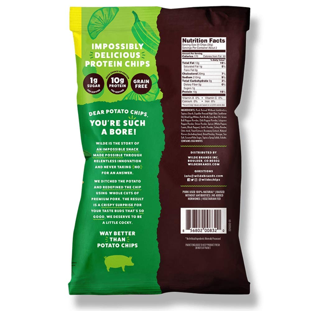 Wilde Chips Chili Verde Lime Pork Chips - 8 Pack (2.25oz Bags) - image 2