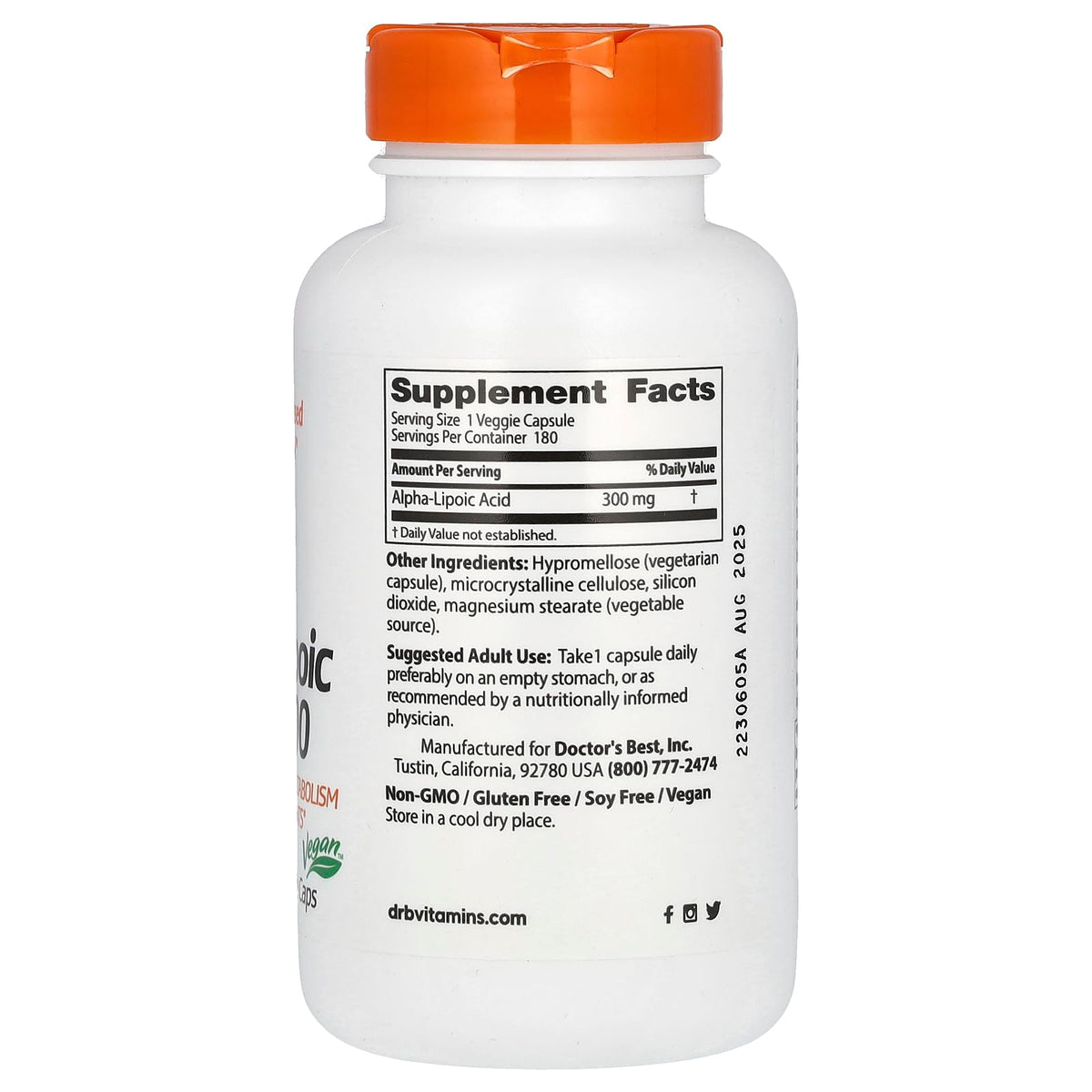 Doctor's BEST Alpha Lipoic Acid 300 mg - 180 Vegetarian Capsules - image 2