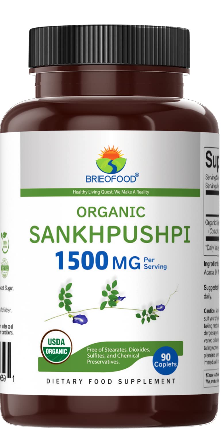 Brieofood Organic Sankhpushpi 1500mg - 90 Vegetarian Tablets - image 2