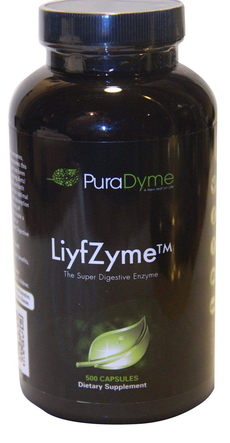 PuraDyme LiyfZyme Plant-Based Digestive Enzymes - 500 Vegetarian Capsules