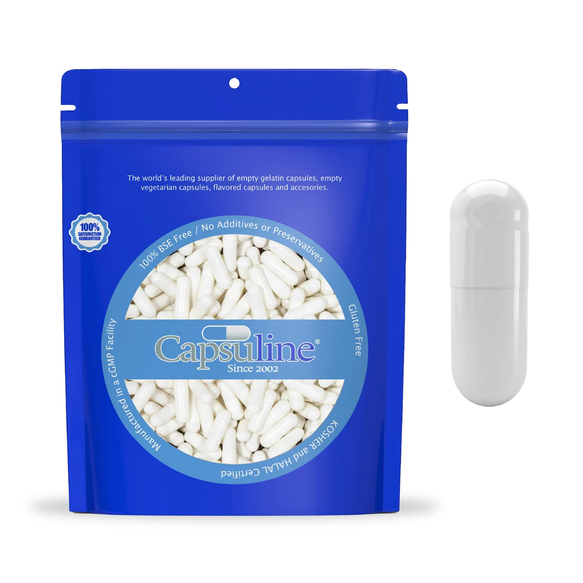 Capsuline Clear Size 0 Empty Gelatin Capsules 1000 Count