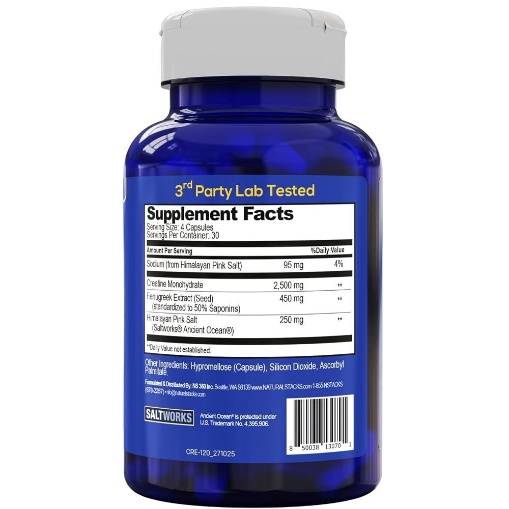 Natural Stacks Smart Creatine Monohydrate 2500mg - 120 Capsules - image 8