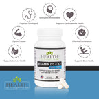 Health As It Ought To Be D3 + K2 Vitamin Supplement - 60 Capsules - image 3