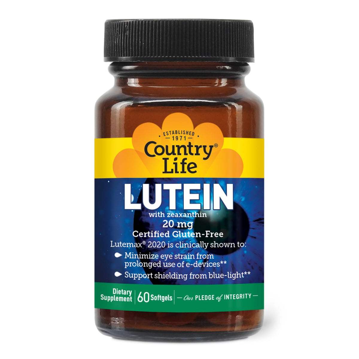 Country Life Lutein 20 mg Eye Health Support - 60 Softgels