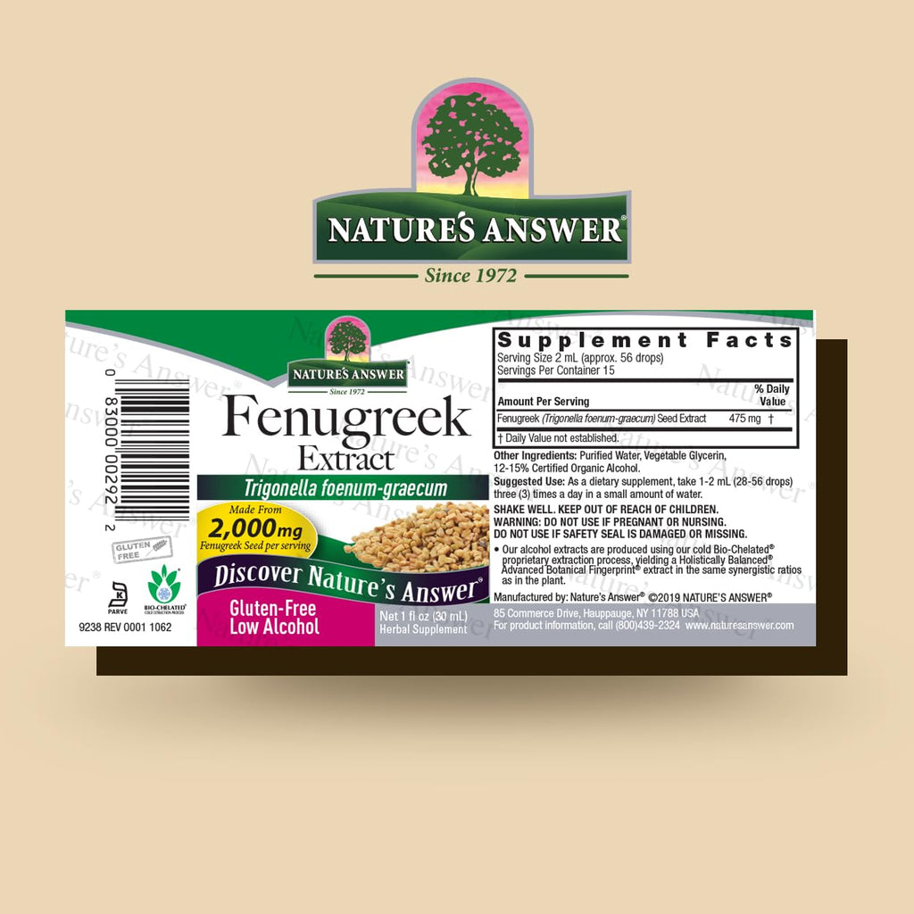 Nature's Answer Fenugreek Seed with Organic Alcohol, 1-Fluid Ounce