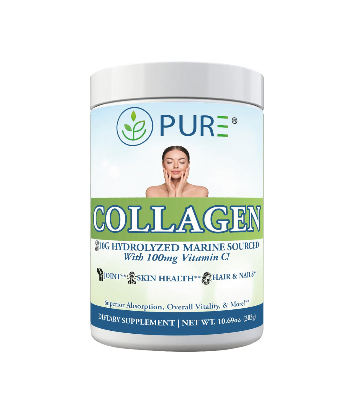 PURE Hydrolyzed Marine Collagen Powder - 30 Servings