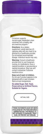 21st Century Cinnamon 500 mg Vegetarian Capsules - 240 Count - image 2