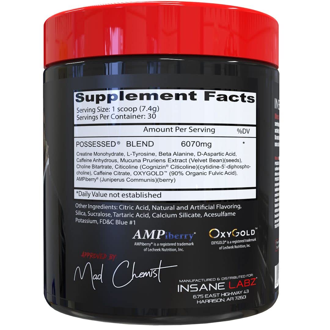 Insane Labz Possessed Low Stimulant Pre Workout Powder - 30 Servings - image 2