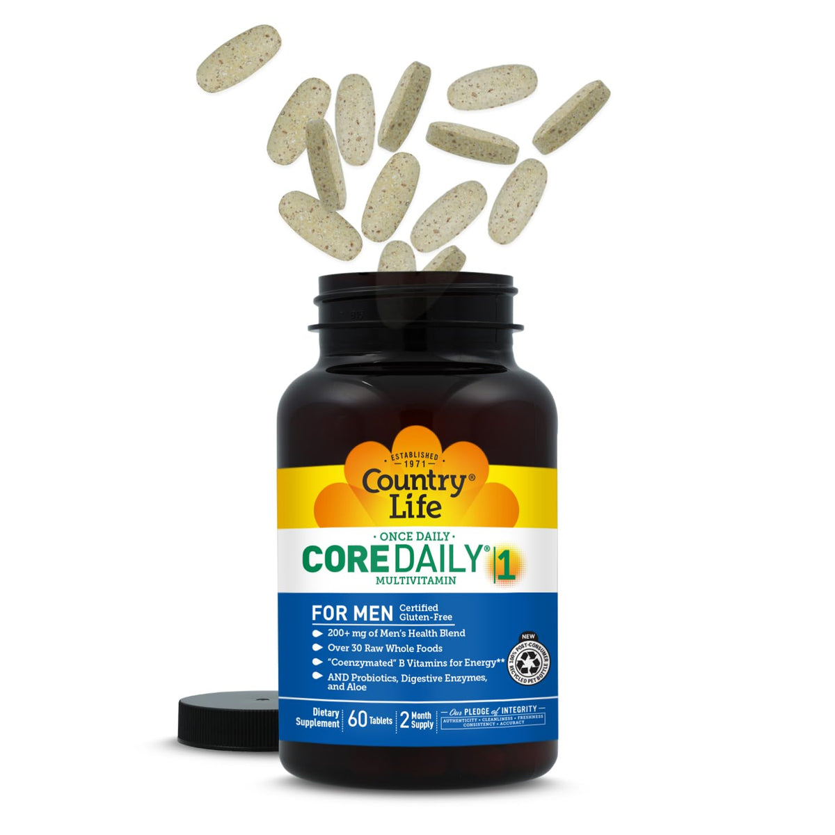 Country Life Core Daily-1 Multivitamin for Men with Probiotics - 60 Tablets - image 2