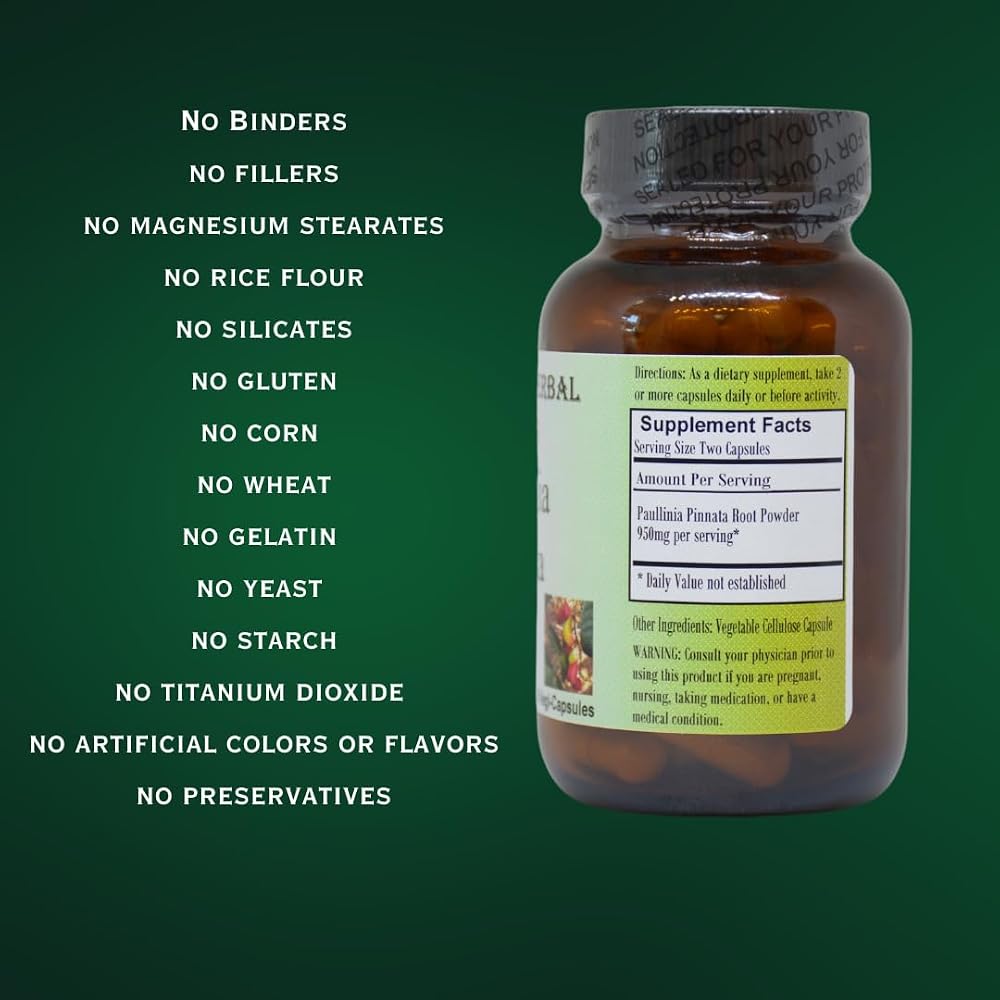 Barlowe's Herbal Elixirs Paullinia Pinnata 475mg - 60 Vegan Capsules - image 4