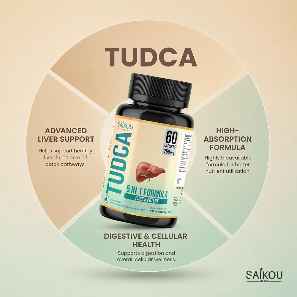 SAIKOU HERBS TUDCA 750mg with Milk Thistle & Ashwagandha - 60 Capsules - image 9