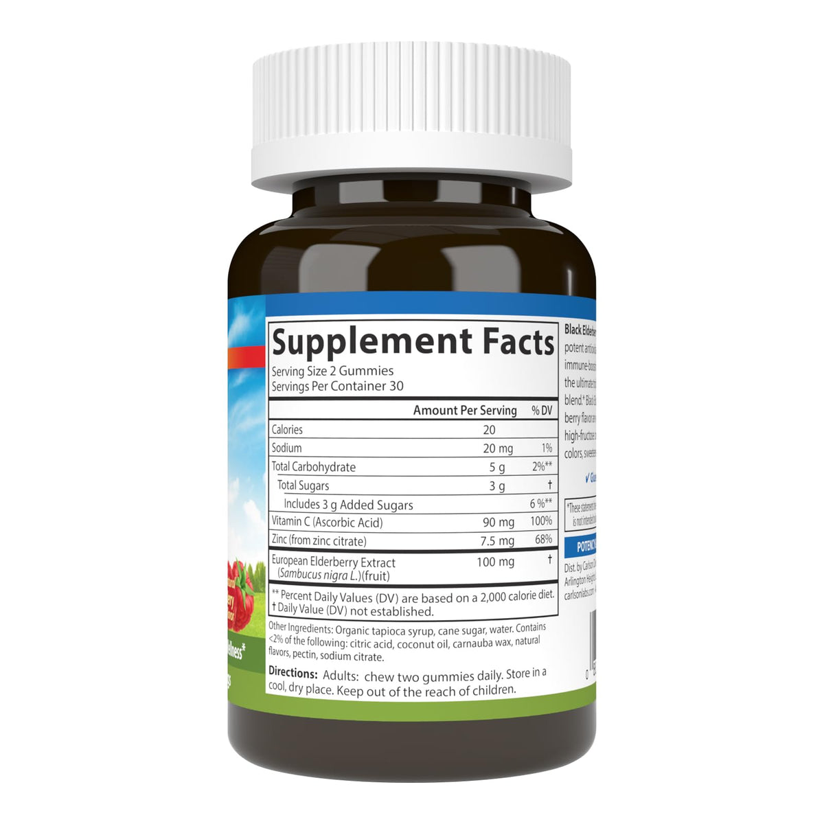 Carlson Black Elderberry Gummies 100 mg - 60 Vegetarian Gummies - image 5