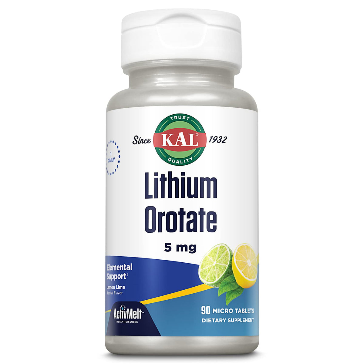 KAL Lithium Orotate ActivMelt 5mg Mood Support - 90 Tablets