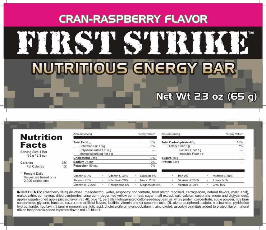 Z-Ration (Zombie MRE) First Strike Bars 6 Packs - Cran-Raspberry