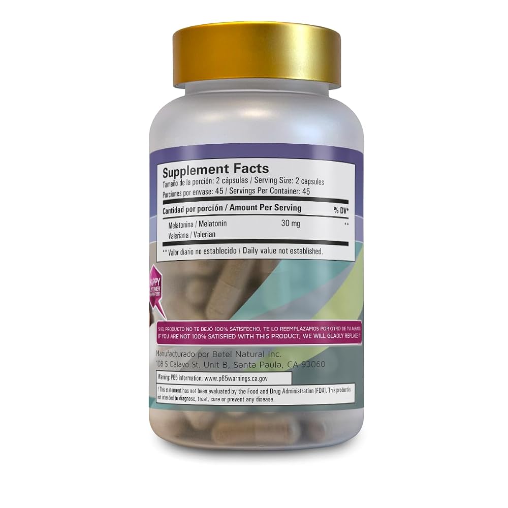 Betel Natural Melatonin with Valerian Root Capsules - 90 Capsules - image 2