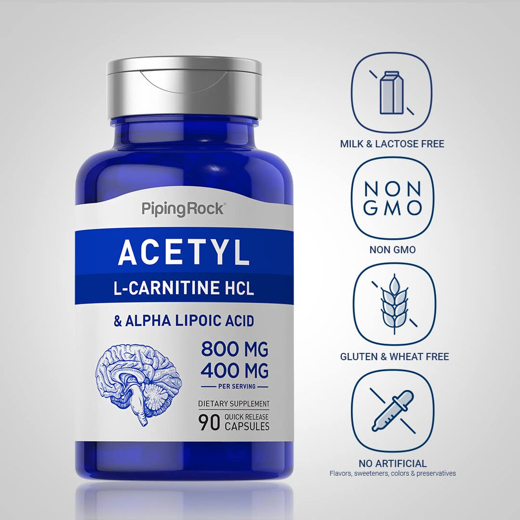 Piping Rock Acetyl L-Carnitine and Alpha Lipoic Acid - 90 Capsules - image 3