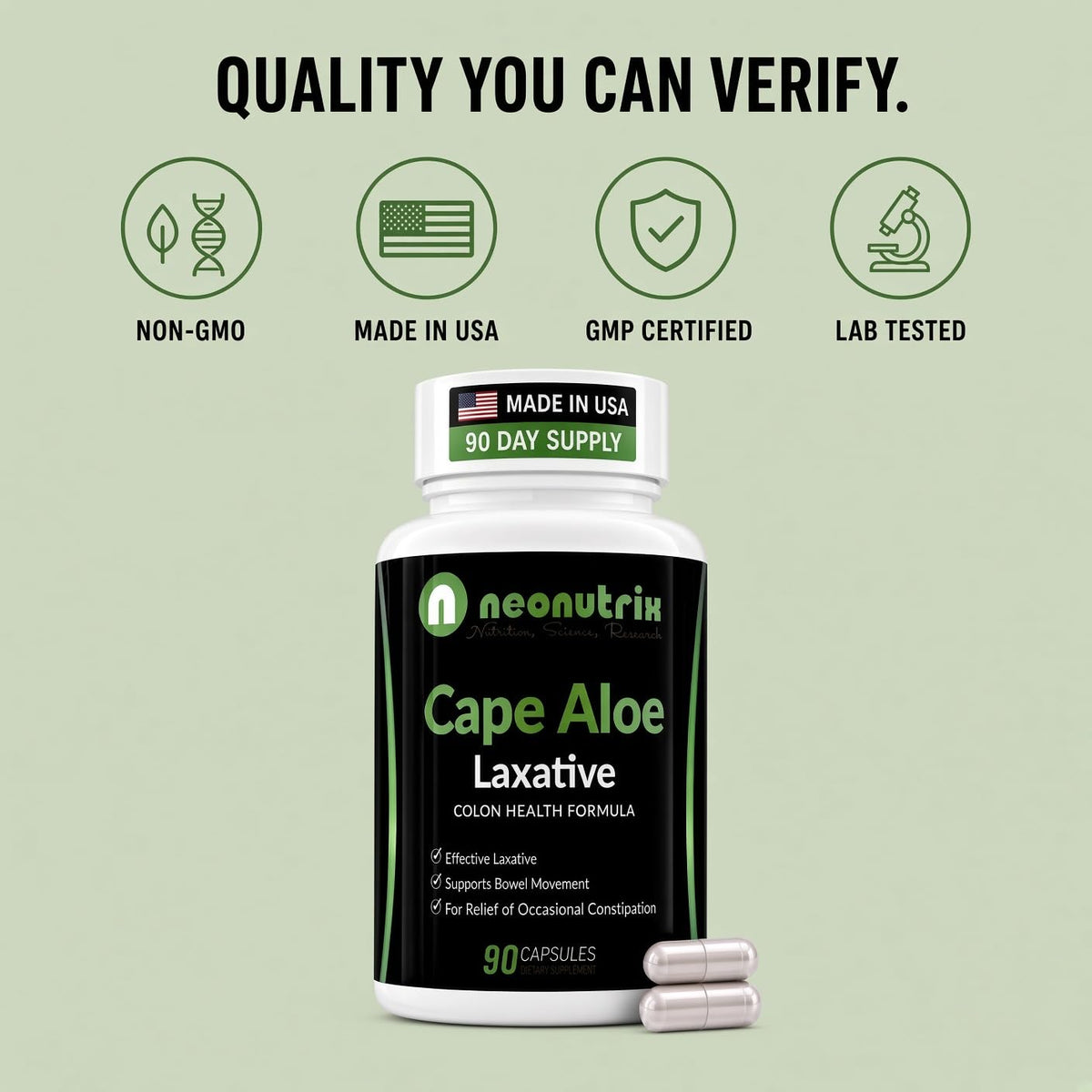 Neonutrix Cape Aloe 450mg Laxative Capsules - 90 Capsules - image 6