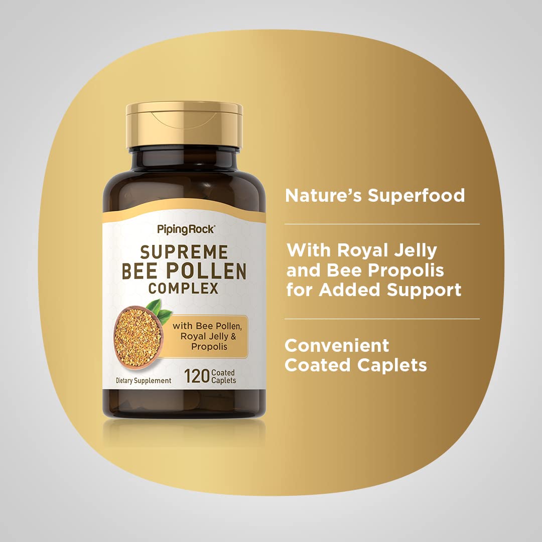 Piping Rock Bee Pollen with Royal Jelly and Propolis - 120 Caplets - image 4