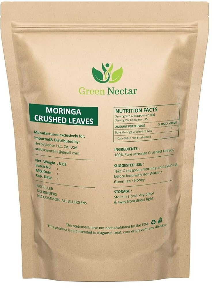 Green Nectar Moringa Tea Cut Leaves - 8 Ounces - image 2