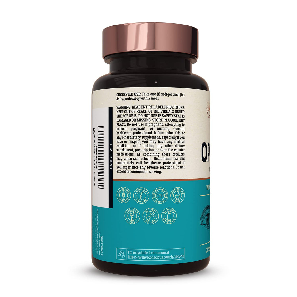Live Conscious OptiWell Eye Health Supplement with Lutein - 30 Softgels - image 3