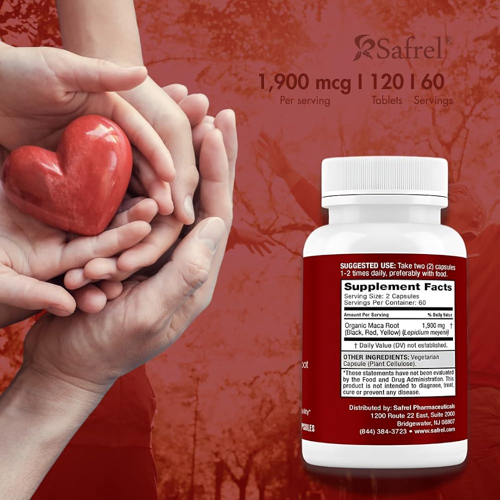 Safrel Organic Maca Root Triple Blend 1900 MG - 120 Vegan Capsules - image 3