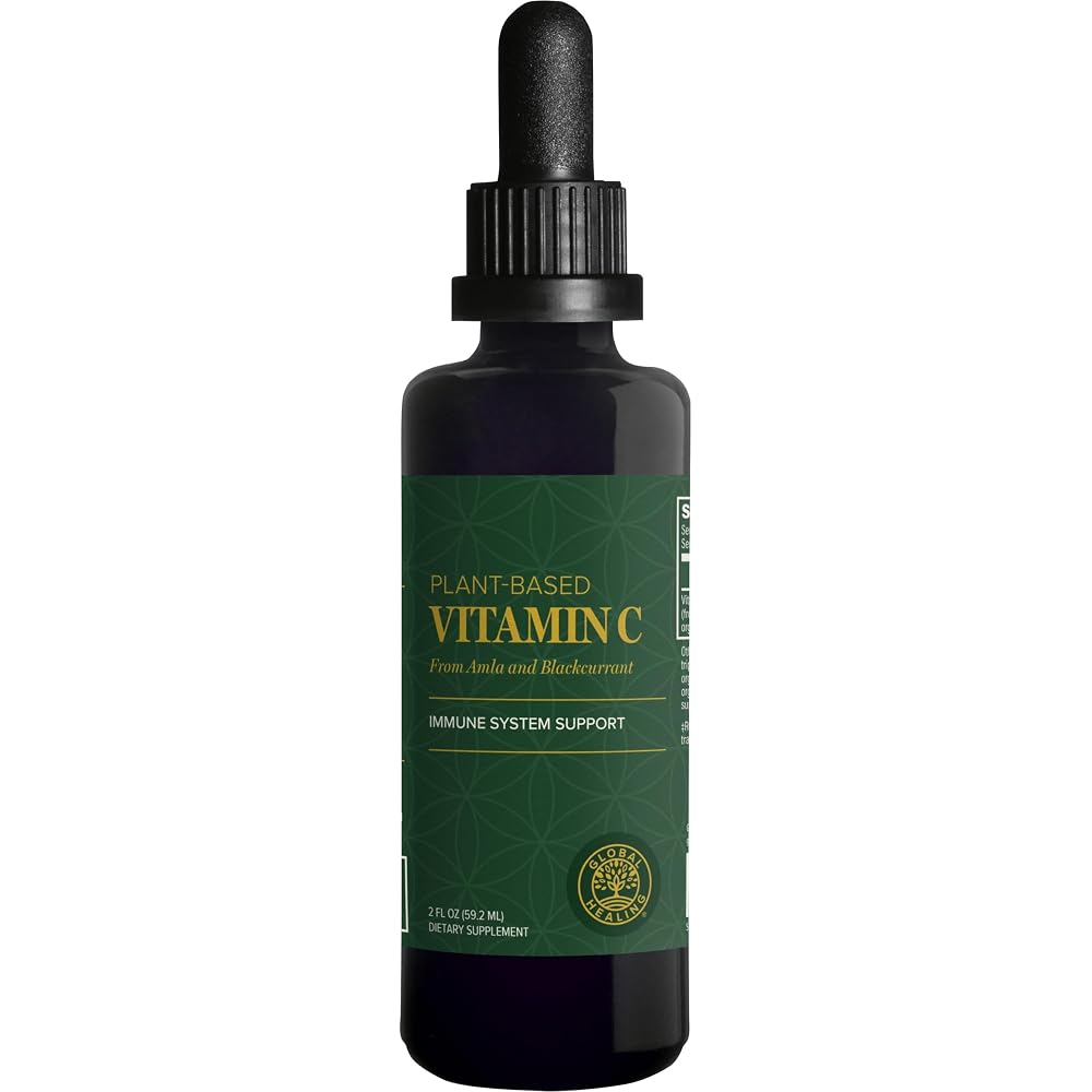 Global Healing Center Organic Vitamin C Liquid Drops 500mg - 2 Fl Oz