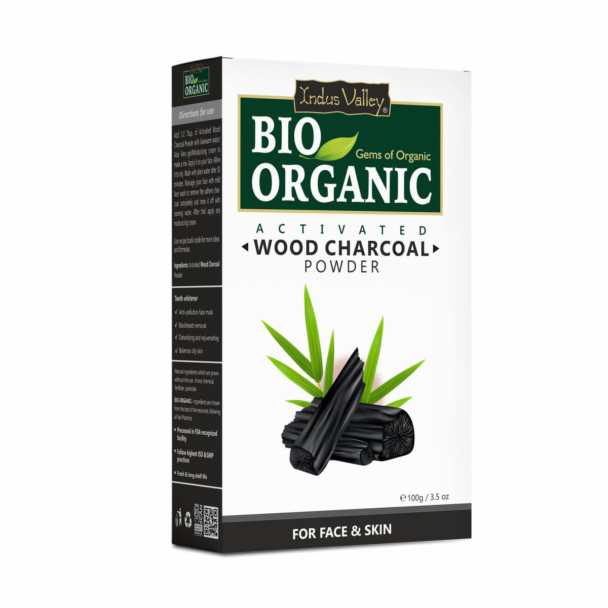 INDUS VALLEY Activated Charcoal Powder for Skin - 100g