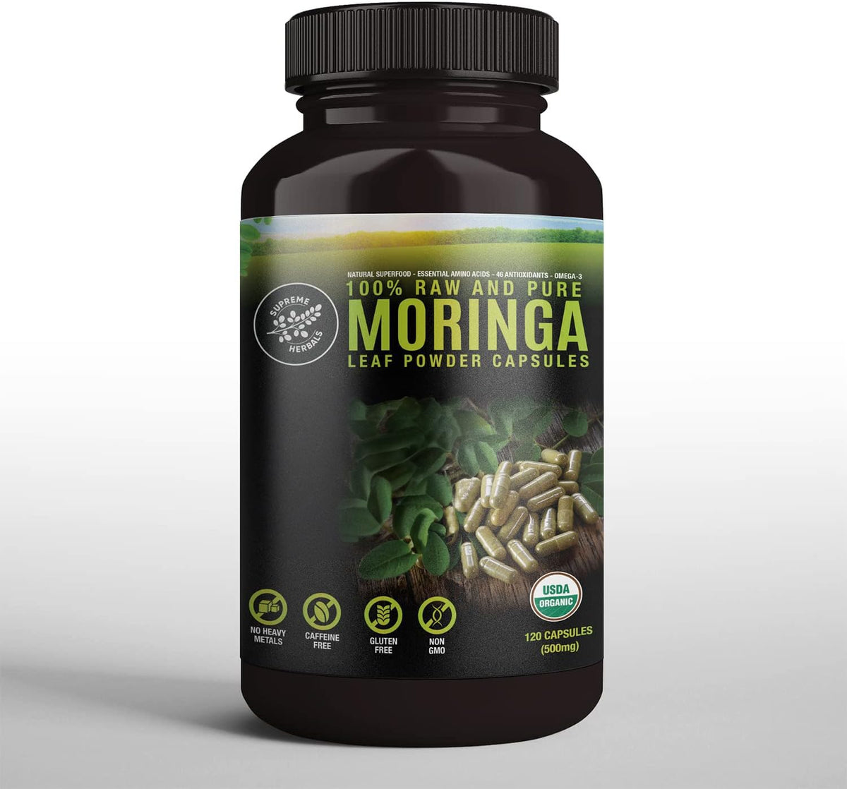 SUPREME HERBALS Moringa Leaf Powder Capsules Organic - 120 Capsules - image 2
