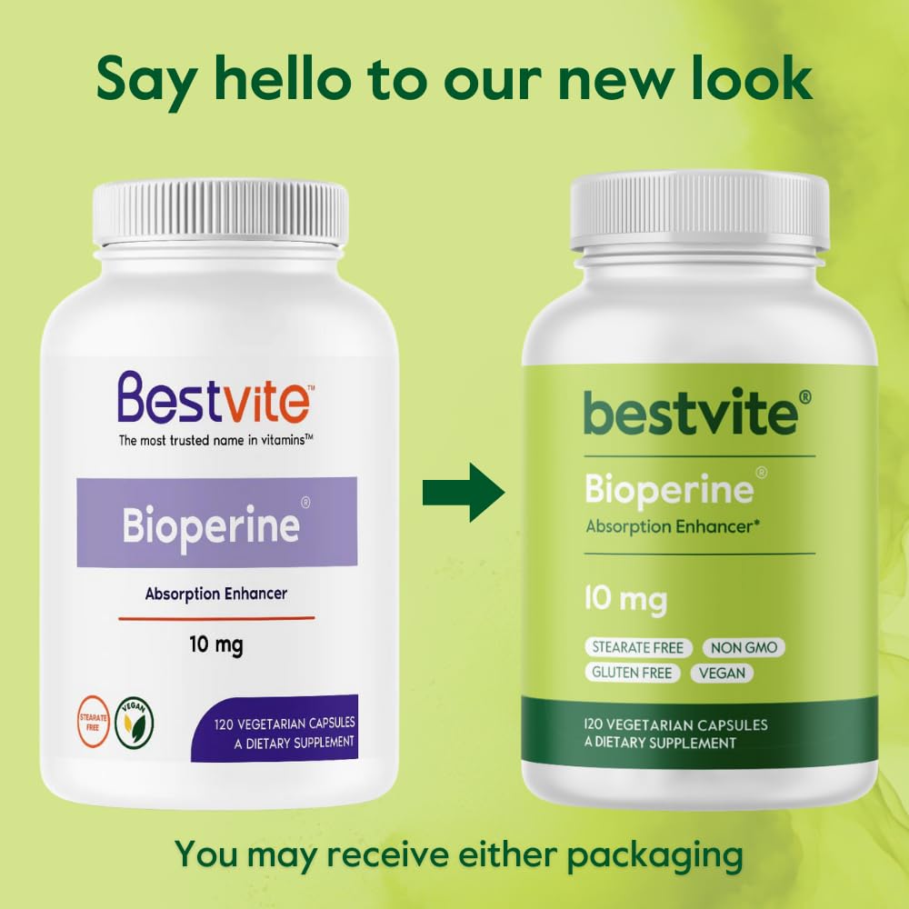 BESTVITE Bioperine 10mg Capsules - No Stearates - Vegan - Non GMO