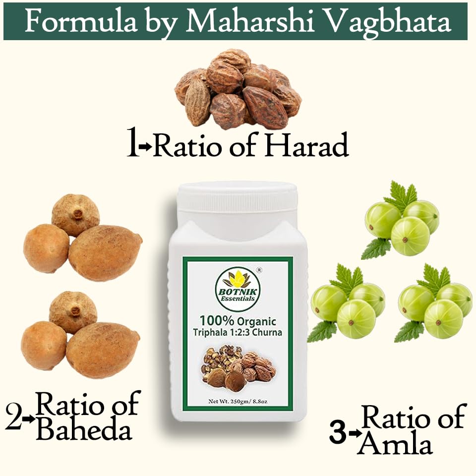 BOTNIK ESSENTIALS Organic Triphala 1:2:3 Churna Powder - 250g - image 3