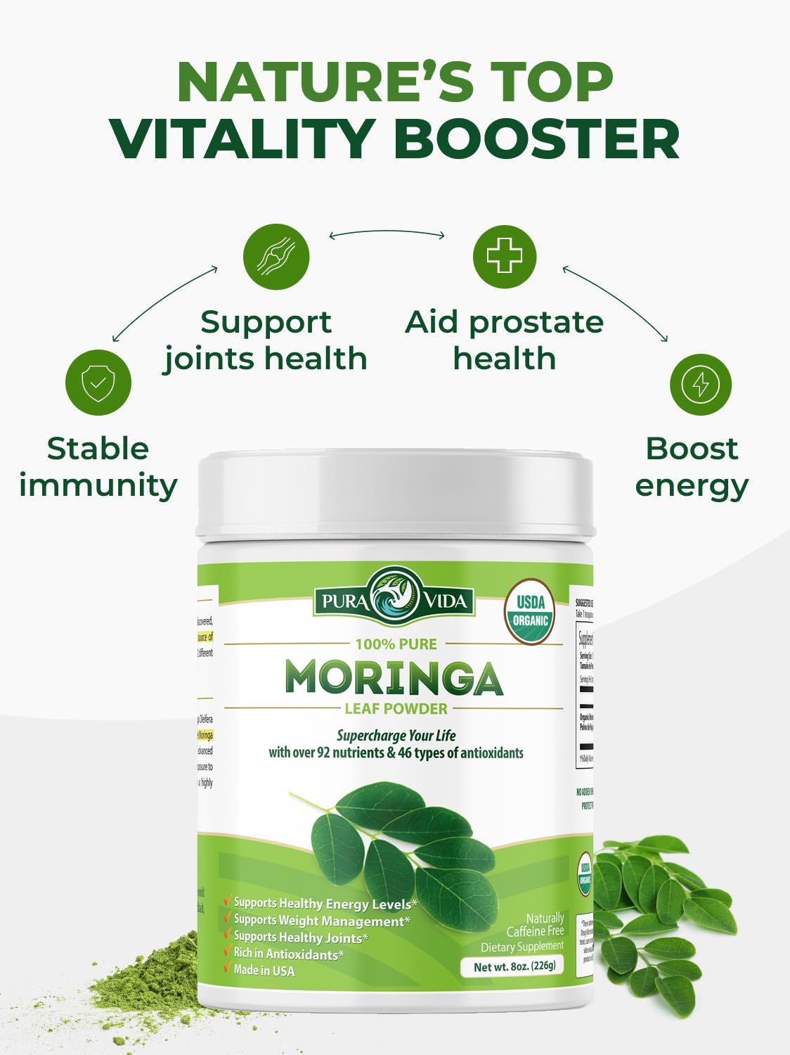 PURA VIDA MORINGA Organic Moringa Powder - 8 oz - image 6