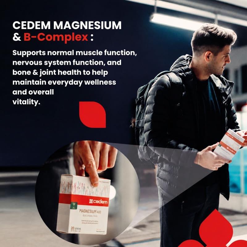 CEDEM Magnesium 400mg + B-Complex Powder Sticks - 20 Count - image 2
