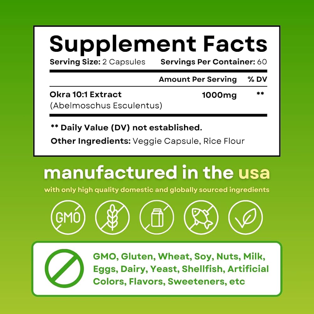 Vitapia Okra Extract 10:1 Ratio - 120 Vegetarian Capsules - image 8