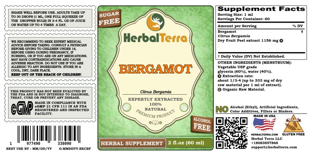 Herbal Terra Bergamot Glycerite Alcohol-Free Liquid Extract - 2 fl oz - image 2