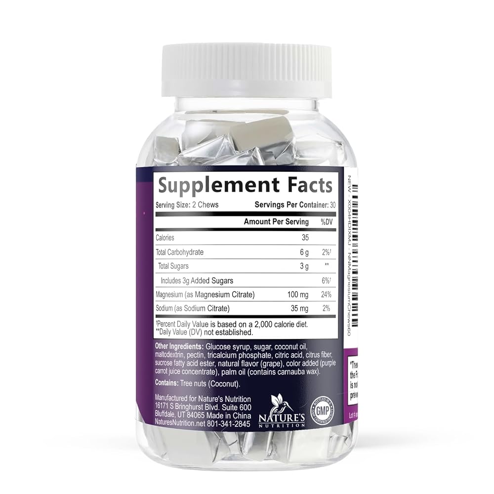 Nature's Nutrition Magnesium Citrate Chews 100mg - 60 Gummies - image 9