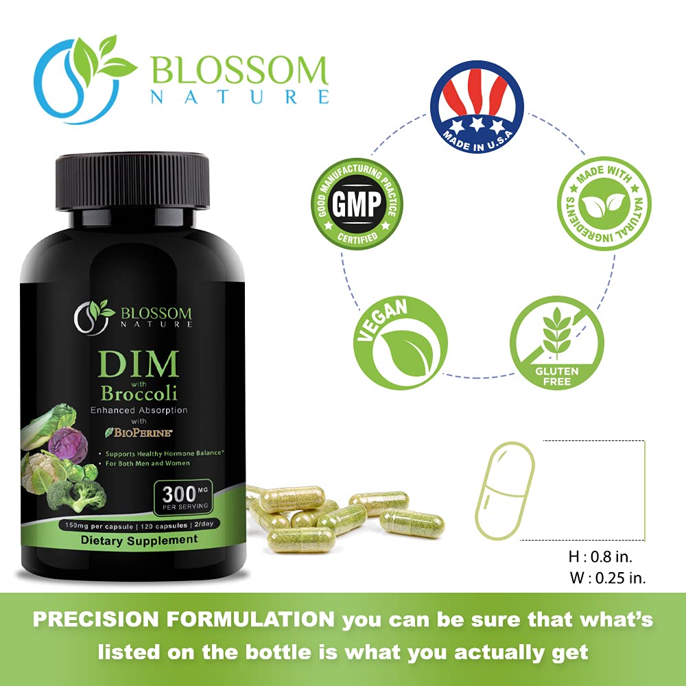 Blossom Nature DIM Supplement 300mg Hormone Balance - 120 Capsules - image 7