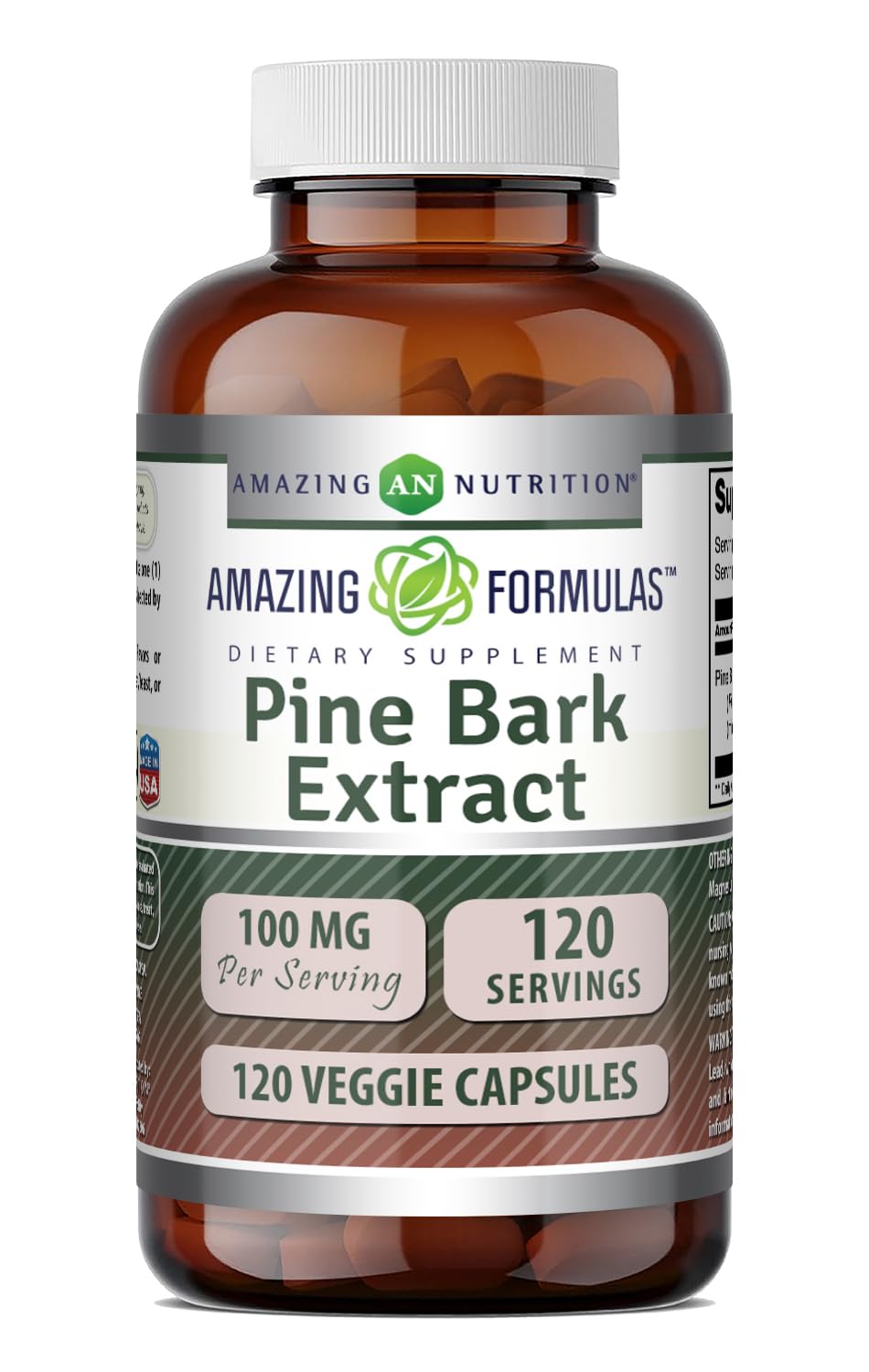 Amazing Nutrition Pine Bark Extract 100 mg - 120 Vegetarian Capsules