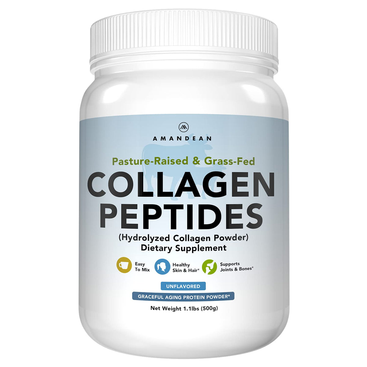 AMANDEAN Collagen Peptides Powder, Grass-Fed, Hydrolyzed, Unflavored